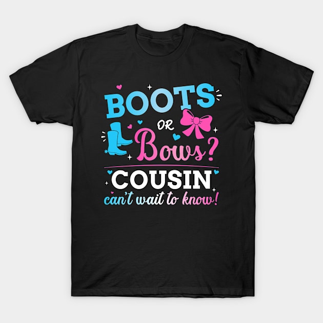 Gender reveal boots or bows cousin matching baby party T-Shirt by Designzz